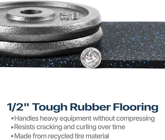 Flooring Inc's 1/4" Thick Tough Rubber Flooring Roll | Flexible Recycled Rubber Floor Mats for Home Gym | Heavy Duty Rubber Mat for Home Gyms, Sheds, Horse Stall Mat or Trailer