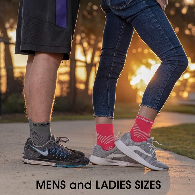 TechWare Pro Plantar Fasciitis Socks - Ankle Compression Socks for Women & Men. Achilles Tendonitis Brace & Foot Arch Support