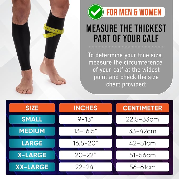 Calf Compression Sleeves for Men and Women - (2 Pair) Footless Compression Socks Support for Running, Cycling, Sports - Leg Sleeve Brace, Helps with Pain Relief