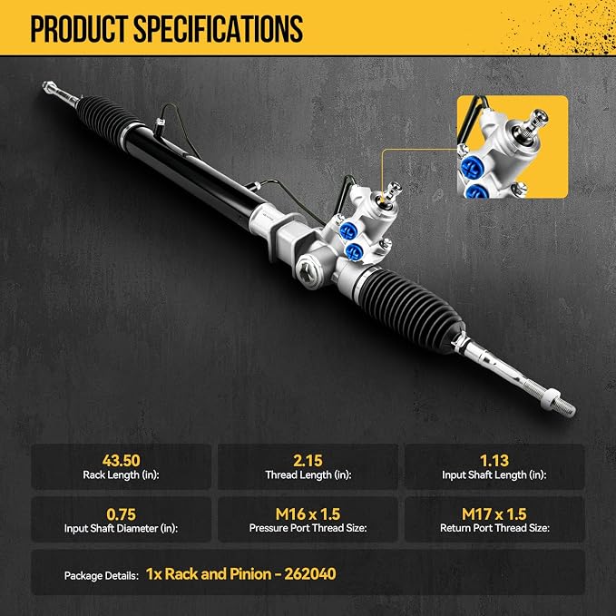 KAC Power Steering Rack and Pinion Replacement for Chevy Tracker 2003-2004 All Models, Suzuki Vitara 2003-2004 All Models, Hydraulic Rack and Pinion Replace 26-2040