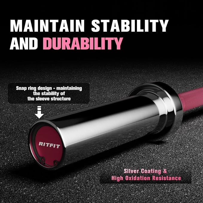RITFIT Pink Olympic Bumper Plates with Steel Insert for Home Gym | High-Density Rubber with Low Bounce, 2-Inch Olympic Bore with Steel Insert, Pink Color for Strength Training