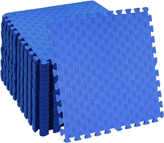 HulkFit Puzzle Exercise Mat, 1 Inch EVA Interlocking Foam Floor Tiles Workout Mat for Home Gym Equipment, MMA, Gymnastics, Shock-Absorbing Workout Mat for Garage Flooring and Apartments, 18 Tiles