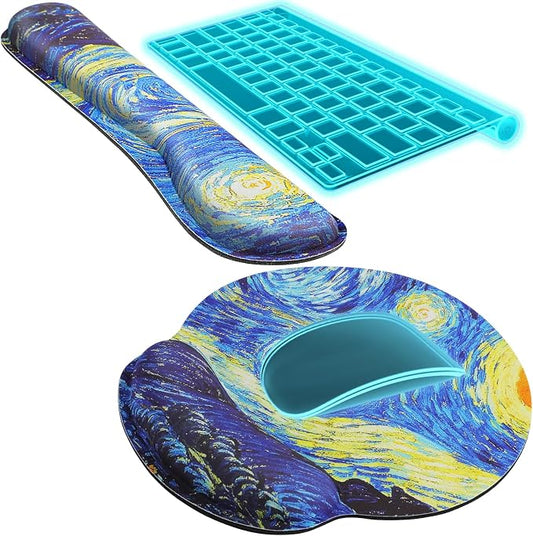 KTRIO Keyboard Wrist Rest & Mouse Pad with Wrist Rest, Starry Night | Memory Foam Wrist Support, Ergonomic Design, Non-Slip Base, Office and Home Use