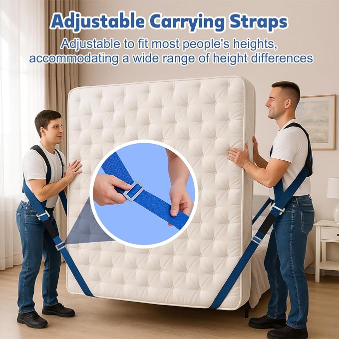 NOCOEX Moving Straps for Heavy Object - 2-Person Lifting and Moving System with Soft Back Pad - Shoulder Lifting Straps for 2 Movers to Easy & Safe Carry Furniture Appliance Mattresse Up to 880lbs