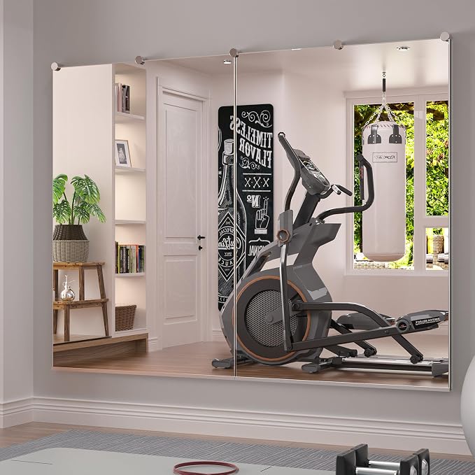 Keonjinn Gym Mirrors for Home Gym Wall Large, 48" x 32" x 2Pcs Full Body Exercise Mirror for Home Gym, Dance Studio, Garage, Acitvity, Fitness
