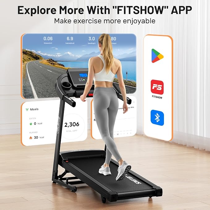JELENS Treadmill for Home with 0-15% Auto Incline, Foldable Walking Pad Treadmill with 330LBS Weight Capacity and Pulse Sensors, 3.0HP Quiet Walking Pad with App and LCD Display