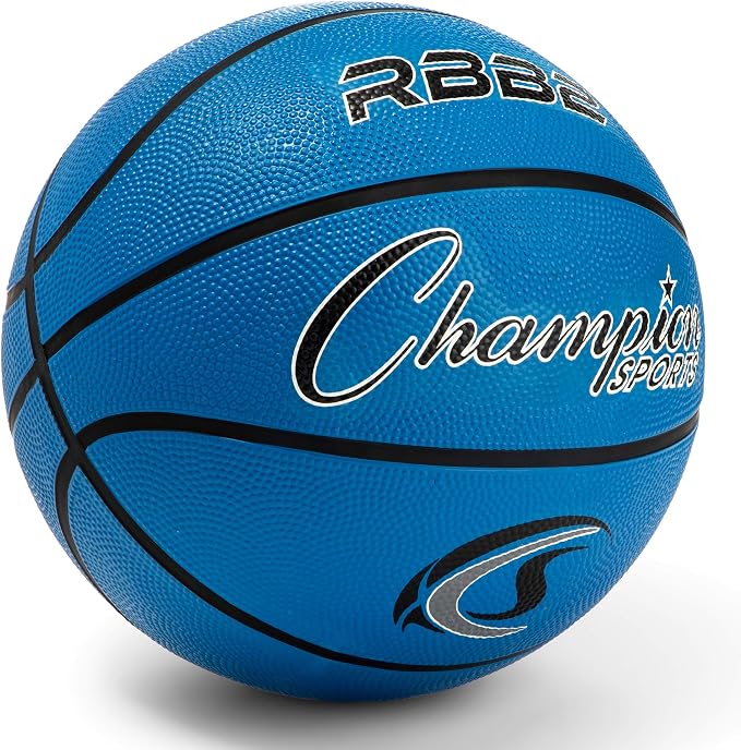 Champion Sports Rubber Basketballs – Durable Indoor & Outdoor Training & Recreational Game Balls, Multiple Sizes & Colors