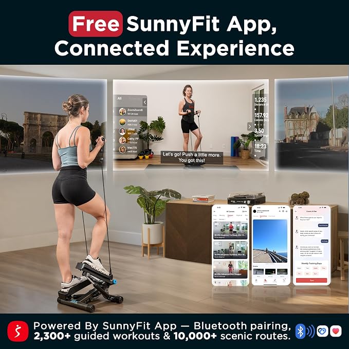 JLL Smart Twist Stepper Machine Stair Stepper with Resistance Bands | Twist Stepping Motion, Hydraulic Resistance, Resistance Bands, Bluetooth Tracking, Adjustable Height, Portable Design