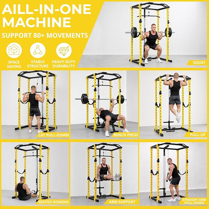 HulkFit Multifunction Heavy-Duty Power Cage Squat Rack, Home Gym,Multiple Sizes and Colors Available