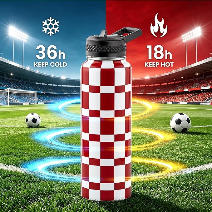 RAYMYLO Insulated Water Bottle 40 oz, Triple Wall Vacuum Stainless Steel | (Cold for 36Hrs, Hot for 18Hrs), Leak Proof & Non-BPA, Modern Water Flask Jug with Paracord Handle & Straw Spout Lids