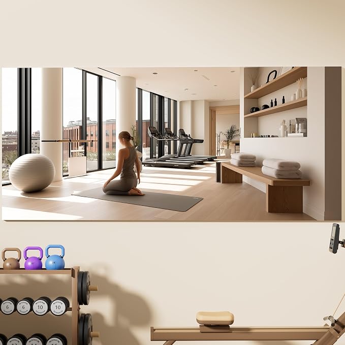 Hasipu Home Gym Workout Mirror 79" L x 35" W-1pcs Large Full Length Mounted Full Body Frameless Mirror for Workout, Yoga, Garage, Bedroom, Dance