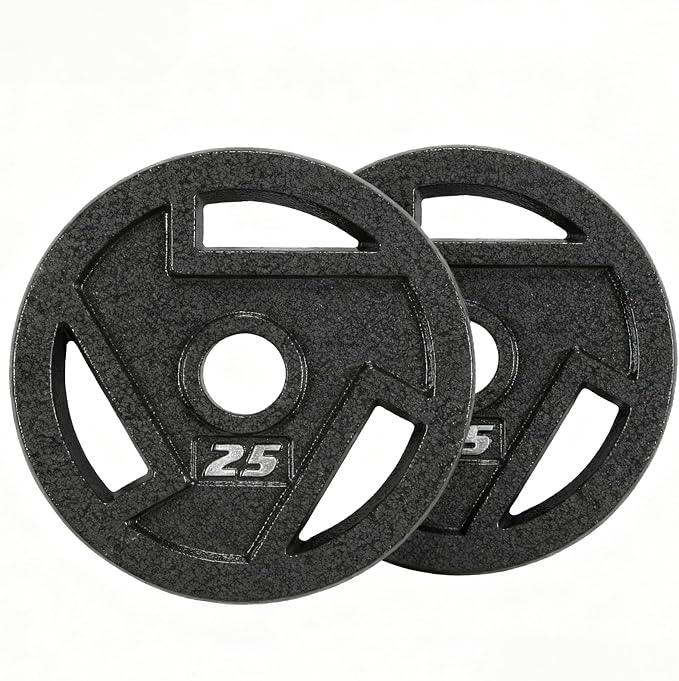 Elevon 2-Inch/1-Inch Cast Iron Weight Plate for Strength Training and Weightlifting, Olympic Grip Plate for Barbell