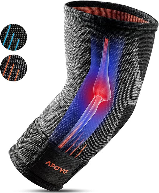 APOYO Tennis Elbow Brace for Women & Men, Workout and Everyday Use (Large) | Elbow Compression Sleeve for Arthritis, Tendonitis, Tennis Elbow & Golfers Elbow, Reduce Joint Pain During Fitness Activity