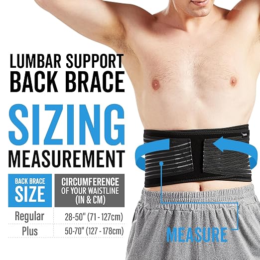 Bodyprox Lumbar Support Back Brace for Men and Women (Regular 28" - 50")