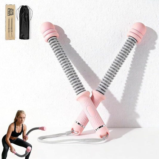 Adjustable Ropeless Battle Ropes for Home Gym,Cordless Battle Ropes with Storage Bag,Portable Workout Ropes for Strength & HIIT,Aerobic Training for Men & Women(Adjustable-Pink(2pack))