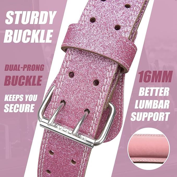 Jaffick Weight Lifting Belt For Ladies Leather Gym Belts Lower Waist Back Support For Women Men Fitness Squat Deadlift Heavy Duty Cross Training Gym Powerlifting Workout