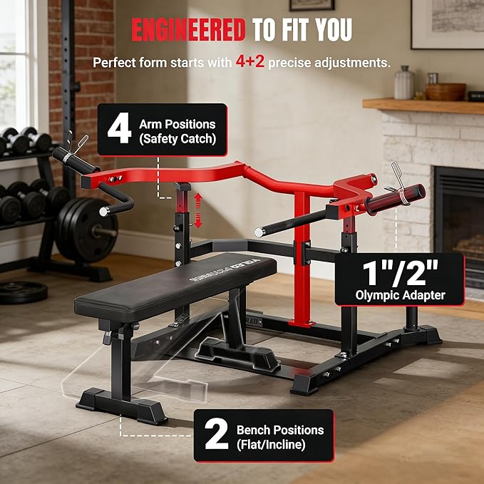 YOLEO Chest Press Machine, 1100LBS Bench Press Machine with Separate Press Station & Adjustable Weight Bench, Independent Converging Arms