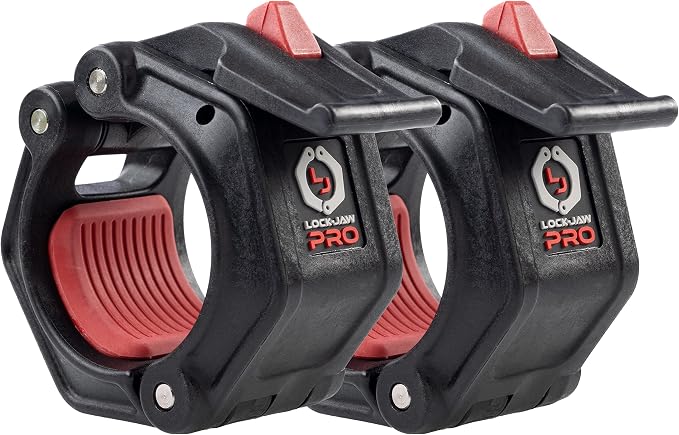 Lock-Jaw PRO 2 Barbell Collars Olympic Barbell Clamps 2 Pcs – Heavy Duty Bar Clamps for 2” & 50mm Olympic Bars – Secure Weight Bar Clamps for Strength Training & Home Gym Accessories – Quick Release