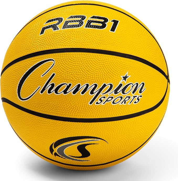Champion Sports Rubber Basketballs – Durable Indoor & Outdoor Training & Recreational Game Balls, Multiple Sizes & Colors