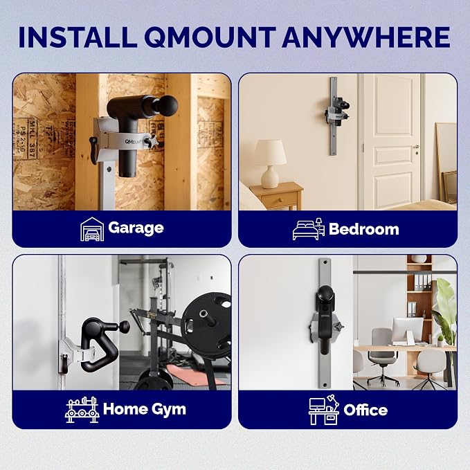 Massage Gun Holder & Wall Mount – Hands-Free for Full Body Muscle Recovery – Fully Adjustable Massage Gun Wall Mount Holder – Heavy Duty, No-Slip, Supports Deep Massaging (Wall Mount)