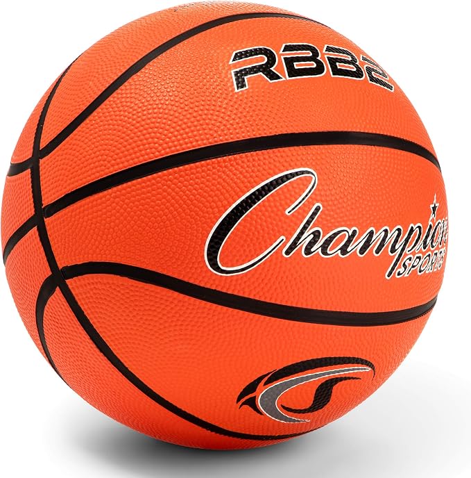 Champion Sports Rubber Basketballs – Durable Indoor & Outdoor Training & Recreational Game Balls, Multiple Sizes & Colors