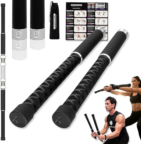X2 Ropeless Battle Ropes Adjustable Weight - Wrist Friendly Structure, Stackable Add-On Weights, Rope & Bar Dual Forms Transformable, Professional Cordless Battle Ropes