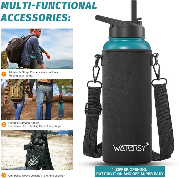40oz Insulated Water Bottle (Cold for 48 Hrs),BPA Free&Leak Proof,Stainless Steel Water Flask,Water Jug with Straw Spout Lids for Gym,Hiking,Travel,Gradient Blue