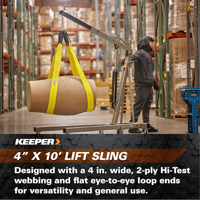 Keeper Performance Engineered Cargo and Load Lift Sling with Flat Loops - Type 3, Class 7 Rated Cargo Sling, 4” x 10’