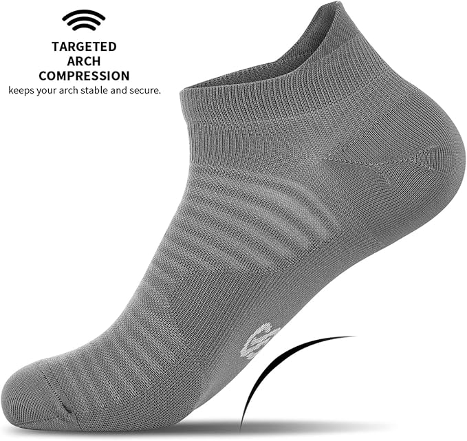 Ankle Compression Socks Men & Women with Arch Support for Running 6 Pairs | Low Cut Ankle Socks with Tab, Breathable Socks for Walking, Gym, Yoga, Cycling, Travel, or Everyday Use
