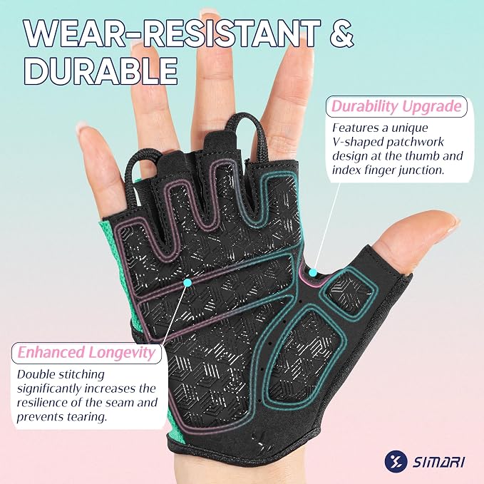 SIMARI Workout Gym Gloves for Men Women, Weight Lifting Gloves with Wrist Wrap Support, SBR Pad Grip for Full Palm Protection, for Exercise, Fitness, Dumbbells, Barbell, Climbing, Fingerless