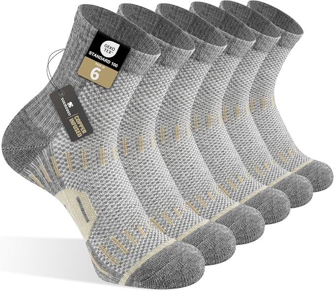 6 Pairs Copper Ankle Compression Socks for Men and Women | Copper Graduated Compression Socks with Terry Cushioning and Arch Support, Breathable Mesh Design, Machine Washable