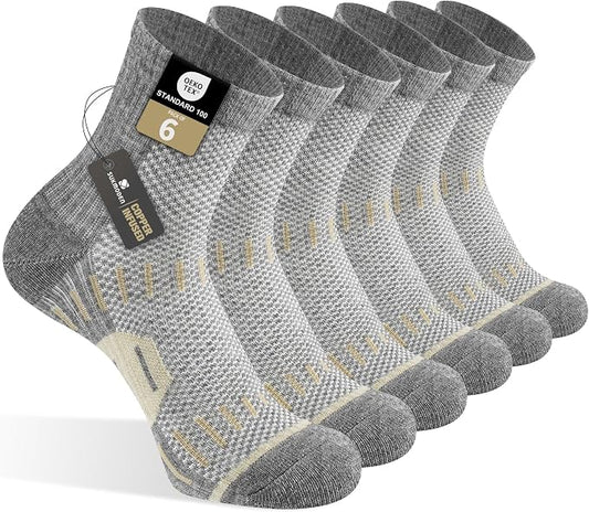6 Pairs Copper Ankle Compression Socks for Men and Women | Copper Graduated Compression Socks with Terry Cushioning and Arch Support, Breathable Mesh Design, Machine Washable