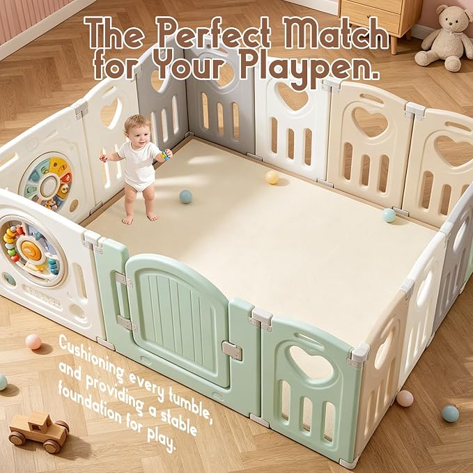 Baby Play Mat for Floor, 118'' x 79'' Thicken Foam Soft Padded Playmat for Tummy Time, Playpen Mat for Toddlers Infant Kids, Water-Repellent Coral Velvet, Non-Slip Bottom Safe for Crawling (Brown)