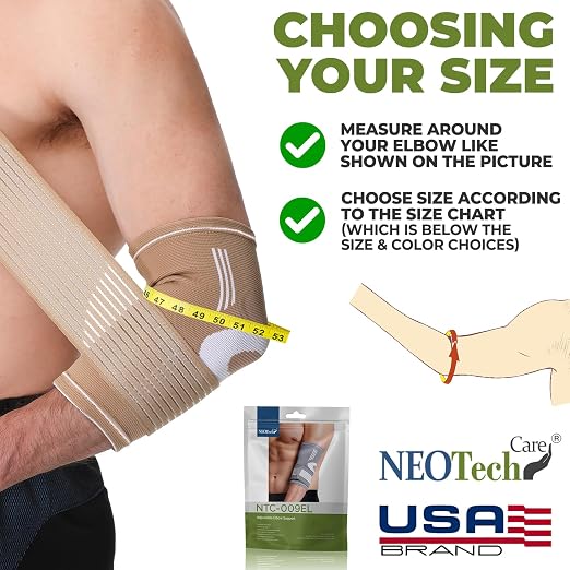 NeoTech Care Elbow Support Brace (Beige, Size L, 1 Pair)