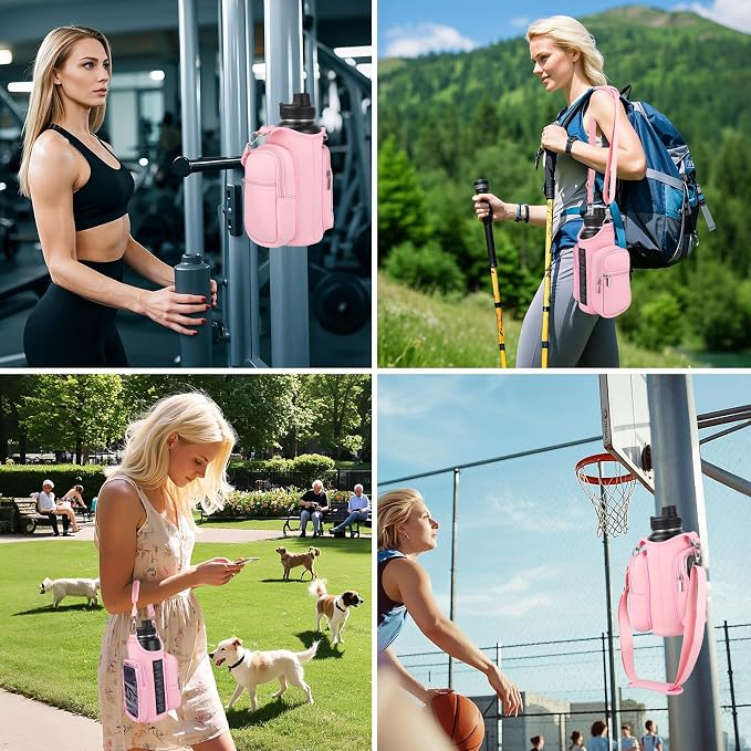 Magnetic Gym Bag Water Bottle Holder with Phone Pockets Shoulder Strap for Men Women