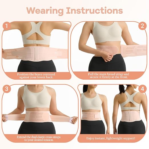 Invisible Back Support Brace,Pink, L(WAIST:31"-36")