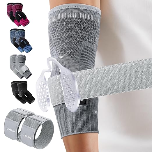 CAMBIVO 2 Pack Tennis Elbow Brace, Dual Gel Pad Compression Sleeve, Black | Adjustable Strap, Targeted Relief for Tendonitis, Golfer‘s Elbow, Breathable Knit, Daily Wear, Non-Slip Fit, for Men Women