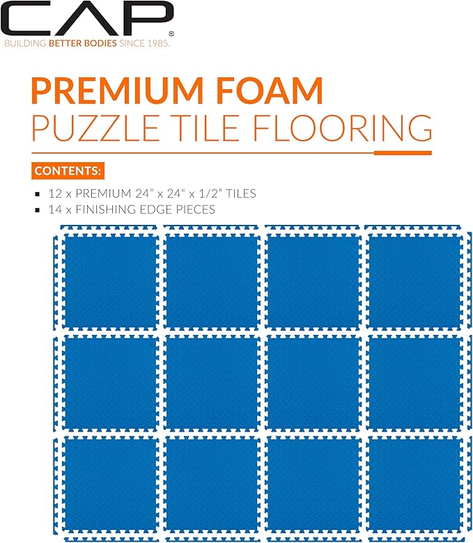CAP Puzzle Exercise Mats | 1/2” Thick EVA Interlocking Foam Tiles for Home Gym Flooring | Multiple Options
