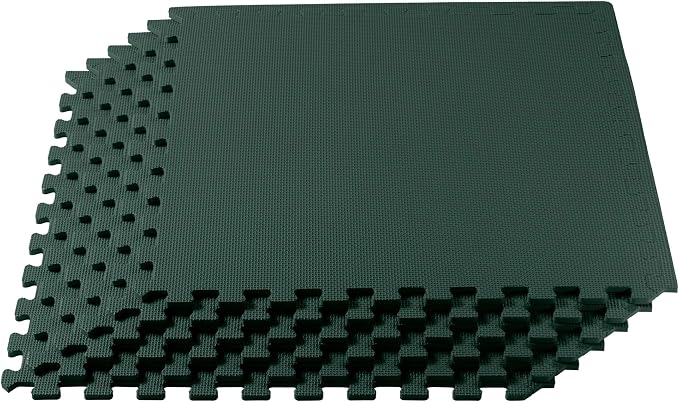 We Sell Mats 1/2 Inch Thickness Multipurpose EVA Foam Floor Tiles, Interlocking Floor Mat for Indoor Gym and Home Use, 24 in x 24 in, Hunter Green, 24 Square Feet (6 Tiles)