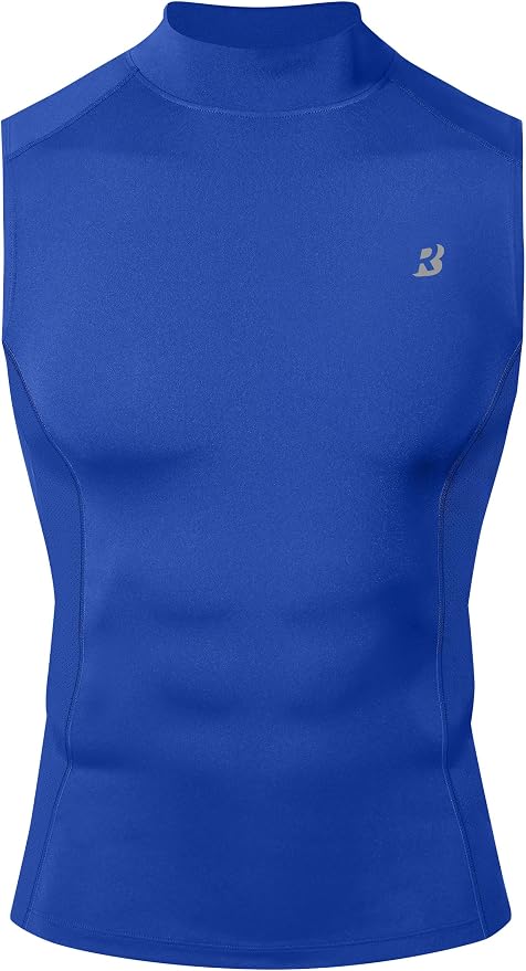 Roadbox Men's Compression Tank Top, Mock Turtleneck Sleeveless Shirt, Fitted Athletic Base Layer for Gym Workout