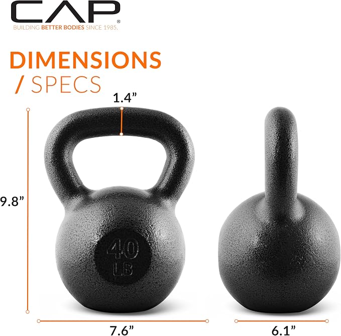 CAP Barbell Cast Iron Kettlebell - Singles and Sets, Multiple Weight Choices