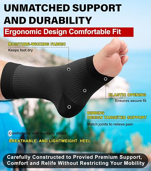 KEKING Ankle Brace Compression Sleeve – Plantar Fasciitis & Achilles | Medical-Grade Compression for Heel & Arch Pain, Reduces Swelling & Speeds Recovery, for Running, Gym, Daily Wear