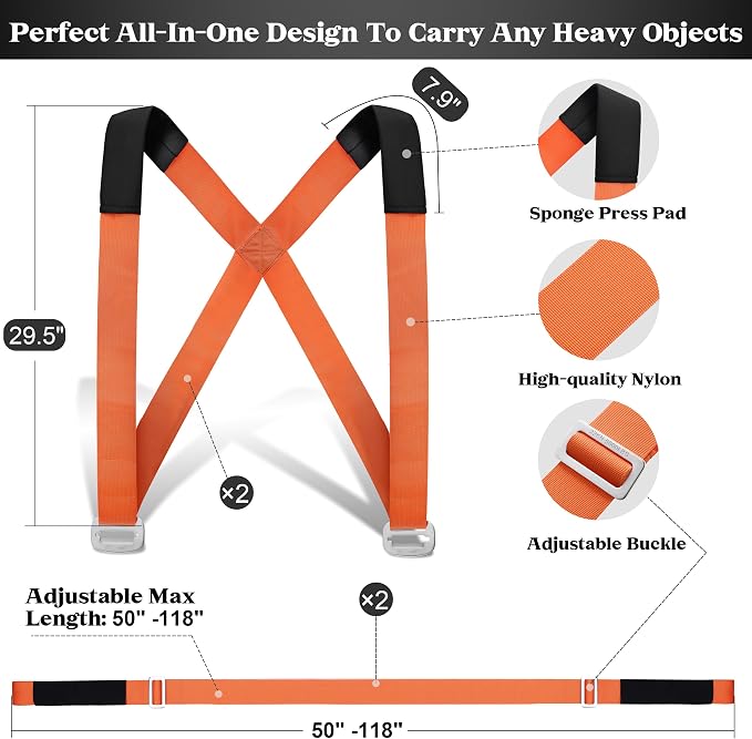DEYACE Moving Straps 2-Person Lifting Straps for Moving Item up to 800 lbs