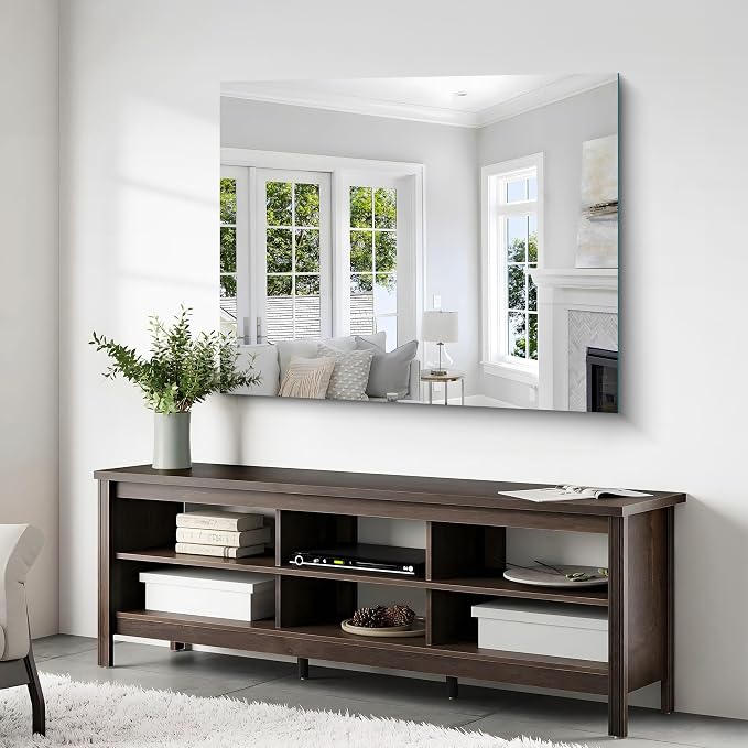 40x48 Inch Frameless Mirror, Frameless Bathroom Mirrors for Over Sink, Large Rectangle Home Gym Mirror for Wall, Upgraded Shatterproof Wall Mount Square for Living Room Bedroom Bathroom