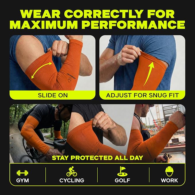 ARMORAY Arm Sleeves for Men and Women - UV Sun Protection Cooling Compression - Tattoo Cover Up Sleeve for Daily Wear & Work