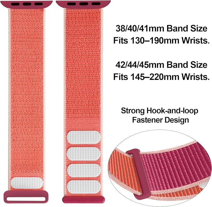 Sport Loop Nylon Band Compatible with Apple Watch Band 38mm 40mm 41mm 42mm 44mm 45mm 49mm Ultra 2 iWatch Series 9 8 7 6 SE 5 4 3 2 1 Strap, Fit for iPhone Watch Band Women Men Stretchy | Nylon Sport Loop Wristband Compatible with Apple Watch Ultra 2 38...