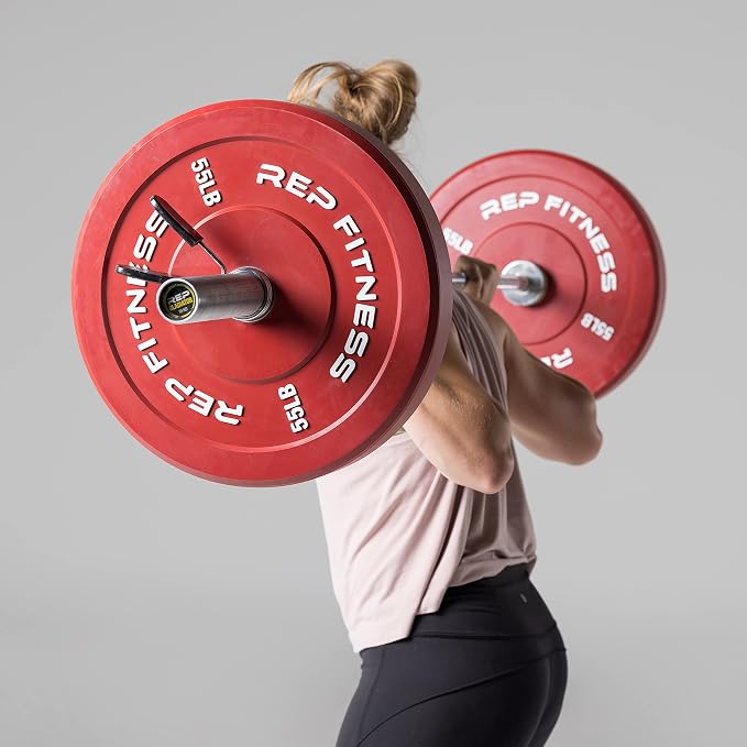 REP Color Bumper Plates LB Olympic Barbell Weights – Rubber Training Discs for Home Gym Strength Lifting, Low Bounce Durable, Weight Pairs & Sets 10 15 25 35 45 Pound Options
