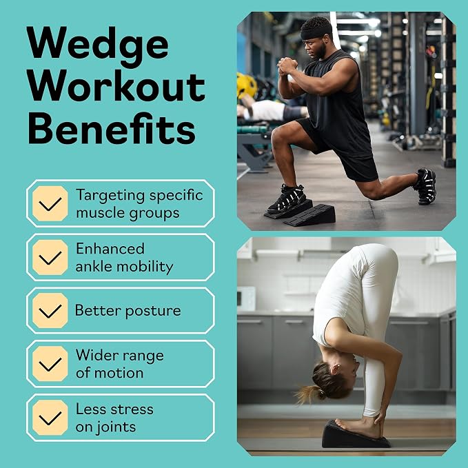 Squat Wedge Block Set of 3/5 - 960 LBS Capacity - Slant Board for Calf Stretching with 5 Stackable Angles - Calf Stretcher Slant Board - Workout Equipment - EPP Material for Exercise Equipment & Physical Therapy