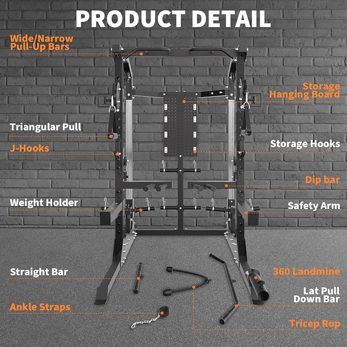 Garvee Power Cage 2000LB Power Rack with Independent Dual Pulley System