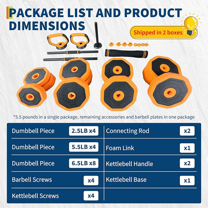 Garvee Adjustable Dumbbell Set,Weight Set for Home Gym | 4-in-1 Adjustable Weight Set Used As Dumbbells,Barbells,Kettlebells and Push-up